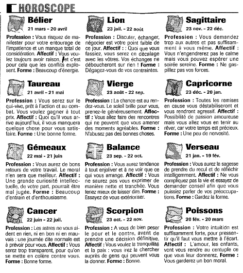 Horoscope quotidien